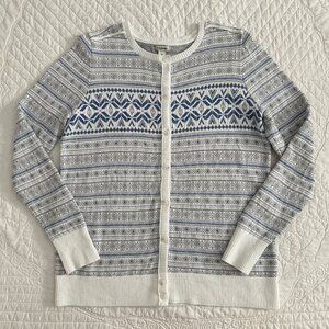 L.L. Bean Nordic Fair Isle Cashmere Blend Cardigan Button Down Sweater